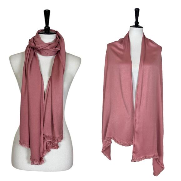 Women’s Bundle 9 Oblong Scarfs Solid Color Fringe Pink Teal Yellow Red Brown Tan - Picture 12 of 16